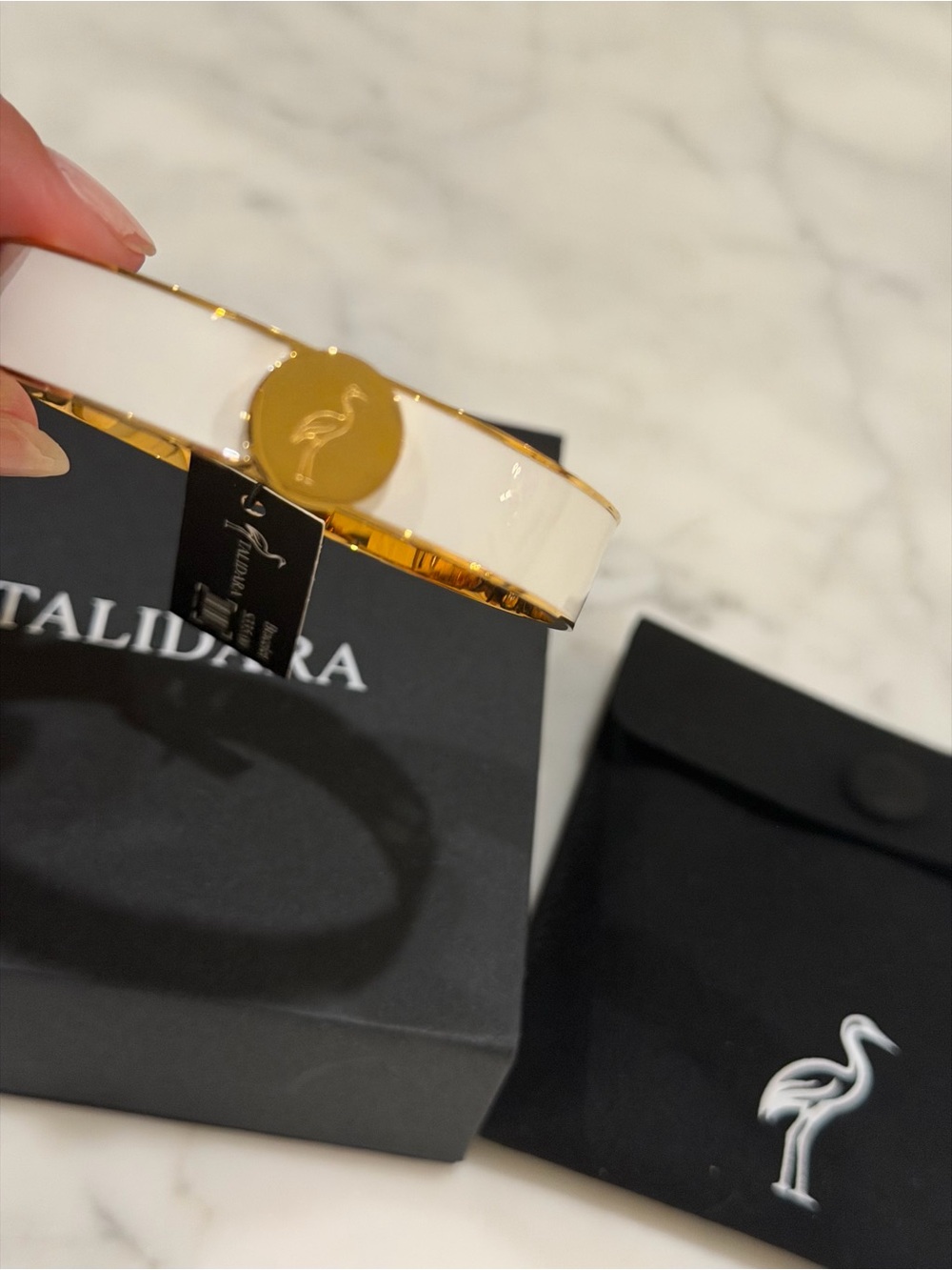 NIB Talidara White and Gold Bangle Bracelet